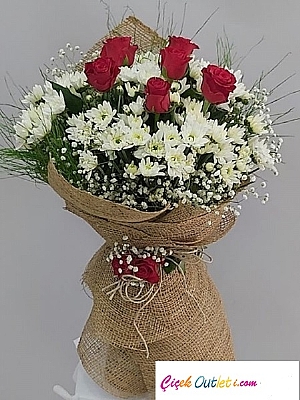 NDRML papatya ve 7 gl buketi